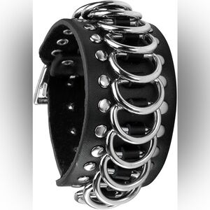 Black and Silver Men's Leather Bracelet